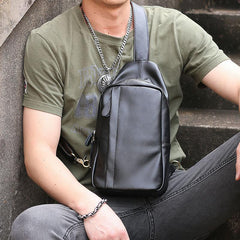 Leather Mens Cool Sling Bag Crossbody Bag Chest Bag for men