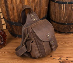 Leather Mens Cool Sling Bag Crossbody Bag Chest Bag for men