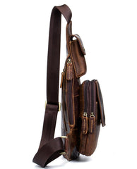 Leather Mens Cool Sling Bag Crossbody Bag Chest Bag for men