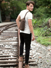 Leather Mens Cool Sling Bag Crossbody Bag Chest Bag for men - imessengerbags