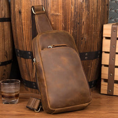 Leather Mens Cool Sling Bag Crossbody Bag Chest Bag for men - imessengerbags