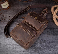 Leather Mens Cool Sling Bag Crossbody Bag Chest Bag for men - imessengerbags