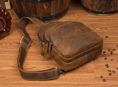 Leather Mens Cool Sling Bag Crossbody Bag Chest Bag for men