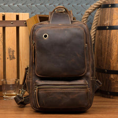 Leather Mens Cool Sling Bag Crossbody Bag Chest Bag for men