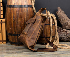 Leather Mens Cool Sling Bag Crossbody Bag Chest Bag for men - imessengerbags