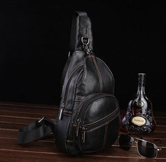 Leather Mens Cool Sling Bag Crossbody Bag Chest Bag for men