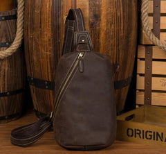 Leather Mens Cool Sling Bag Crossbody Bag Chest Bag for men - imessengerbags