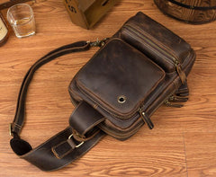 Leather Mens Cool Sling Bag Crossbody Bag Chest Bag for men