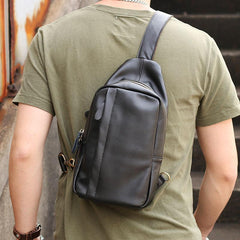 Leather Mens Cool Sling Bag Crossbody Bag Chest Bag for men