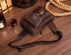 Leather Mens Cool Sling Bag Crossbody Bag Chest Bag for men - imessengerbags