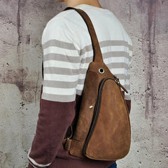 Leather Mens Cool Sling Bag Crossbody Bag Chest Bag for men - imessengerbags