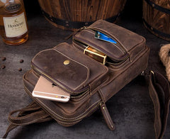 Leather Mens Cool Sling Bag Crossbody Bag Chest Bag for men - imessengerbags