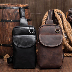 Leather Mens Cool Sling Bag Crossbody Bag Chest Bag for men