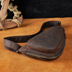 Leather Mens Cool Sling Bag Crossbody Bag Chest Bag for men - imessengerbags
