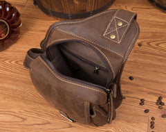 Leather Mens Cool Sling Bag Crossbody Bag Chest Bag for men