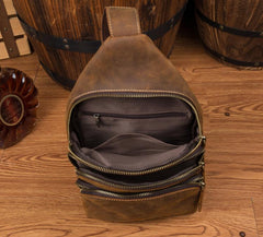 Leather Mens Cool Sling Bag Crossbody Bag Chest Bag for men