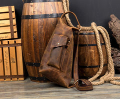 Leather Mens Cool Sling Bag Crossbody Bag Chest Bag for men - imessengerbags