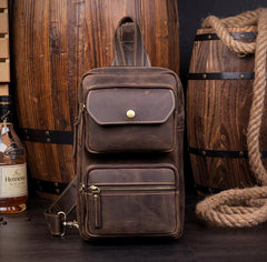 Leather Mens Cool Sling Bag Crossbody Bag Chest Bag for men - imessengerbags