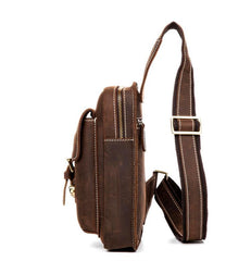 Leather Mens Cool Sling Bag Crossbody Bag Chest Bag for men - imessengerbags