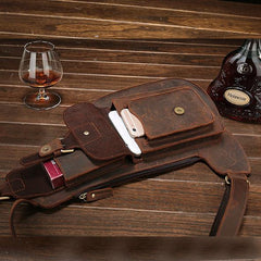 Leather Mens Cool Sling Bag Crossbody Bag Chest Bag for men - imessengerbags