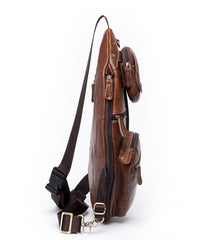 Leather Mens Cool Sling Bag Crossbody Bag Chest Bag for men