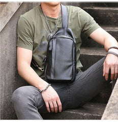 Leather Mens Cool Sling Bag Crossbody Bag Chest Bag for men
