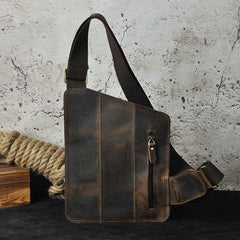 Leather Mens Cool Sling Bag Crossbody Bag Chest Bag for men - imessengerbags