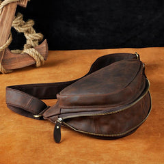 Leather Mens Cool Sling Bag Crossbody Bag Chest Bag for men - imessengerbags