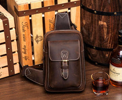 Leather Mens Cool Sling Bag Crossbody Bag Chest Bag for men - imessengerbags