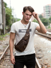 Leather Mens Cool Sling Bag Crossbody Bag Chest Bag for men - imessengerbags