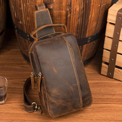 Leather Mens Cool Sling Bag Crossbody Bag Chest Bag for men