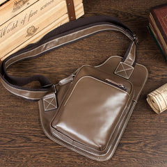 Leather Mens Cool Sling Bag Crossbody Bag Chest Bag for men