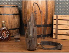 Leather Mens Cool Sling Bag Crossbody Bag Chest Bag for men