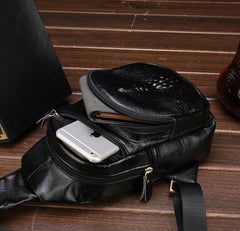 Leather Mens Cool Sling Bag Crossbody Bag Chest Bag for men