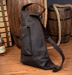 Leather Mens Cool Sling Bag Crossbody Bag Chest Bag for men - imessengerbags