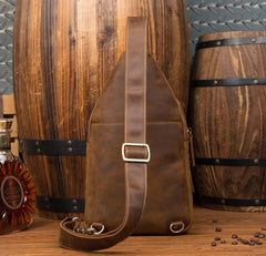 Leather Mens Cool Sling Bag Crossbody Bag Chest Bag for men