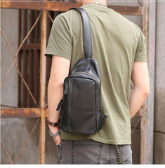 Leather Mens Cool Sling Bag Crossbody Bag Chest Bag for men