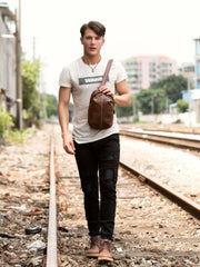 Leather Mens Cool Sling Bag Crossbody Bag Chest Bag for men - imessengerbags