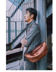 Leather Mens Cool Sling Bag Crossbody Bag Chest Bag for men