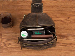 Leather Mens Cool Sling Bag Crossbody Bag Chest Bag for men