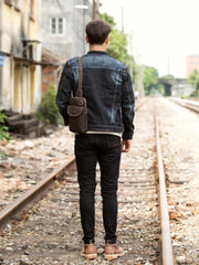 Leather Mens Cool Sling Bag Crossbody Bag Chest Bag for men