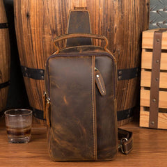 Leather Mens Cool Sling Bag Crossbody Bag Chest Bag for men