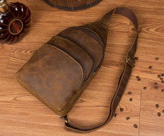 Leather Mens Cool Sling Bag Crossbody Bag Chest Bag for men