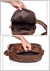 Leather Mens Cool Sling Bag Crossbody Bag Chest Bag for men