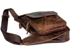 Leather Mens Cool Sling Bag Crossbody Bag Chest Bag for men