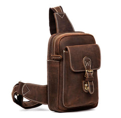 Leather Mens Cool Sling Bag Crossbody Bag Chest Bag for men - imessengerbags