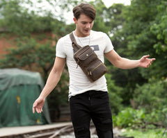 Leather Mens Cool Sling Bag Crossbody Bag Chest Bag for men - imessengerbags