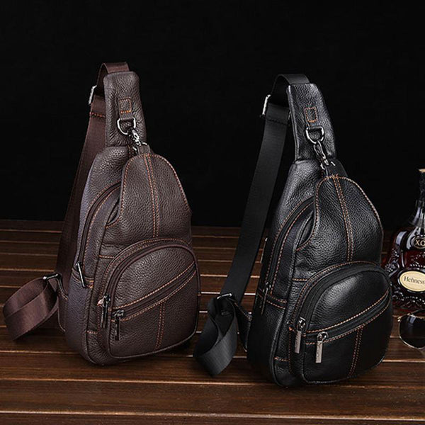 Leather Mens Cool Sling Bag Crossbody Bag Chest Bag for men - imessengerbags