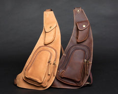 Leather Mens Cool Sling Bag Crossbody Bag Chest Bag for men - imessengerbags
