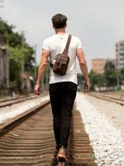 Leather Mens Cool Sling Bag Crossbody Bag Chest Bag for men - imessengerbags